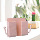 Adhesive Remote Control Mobile Phone Charging Plug Organizer Rack (Pink) Newly