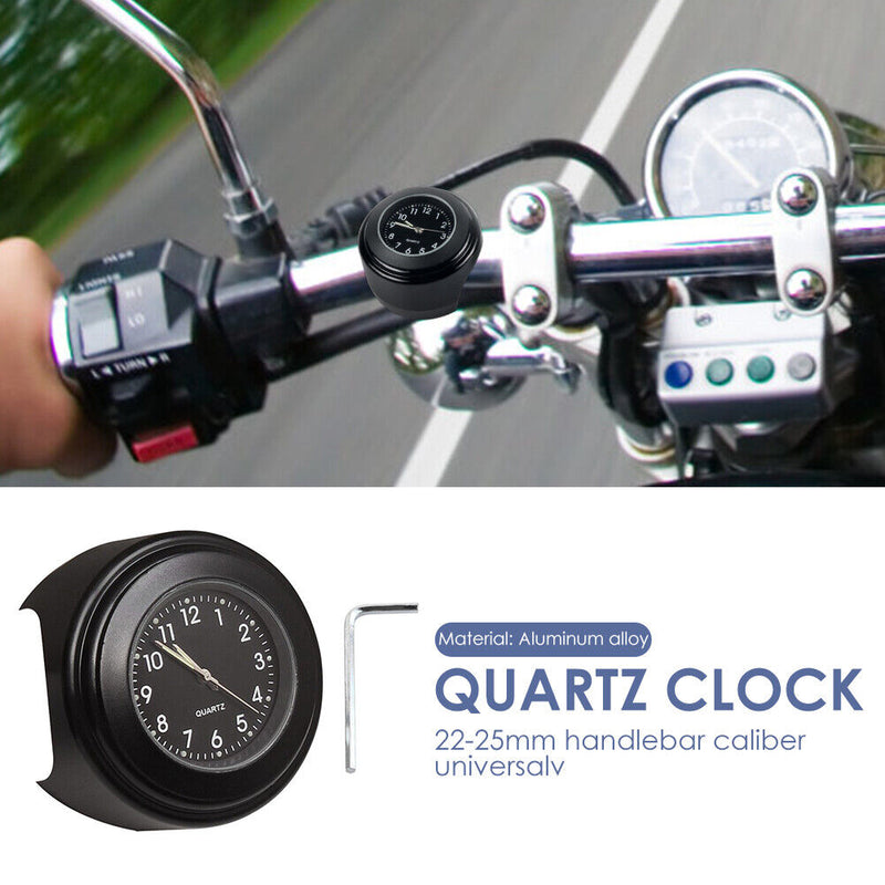 Motorcycle Clock Waterproof 22-25mm Slide Handleable Watch Luminous Quartz Clock