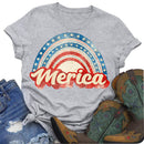 Independence Day Print Rainbow Tea T-Shirt (Light Grey XL)