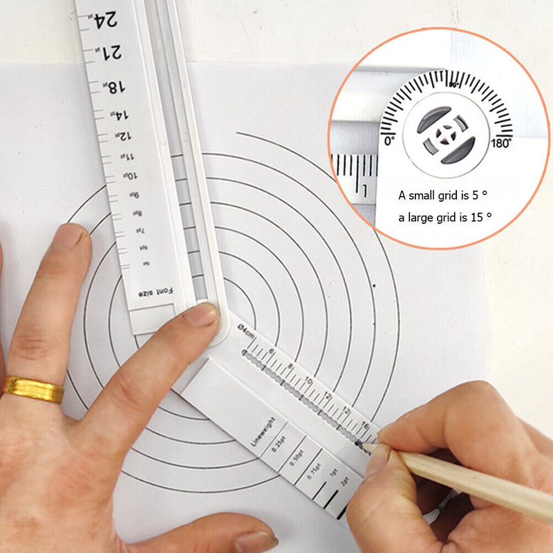 Multifunctional Folding Geometric Drawing Ruler Line Circular Drawing Template
