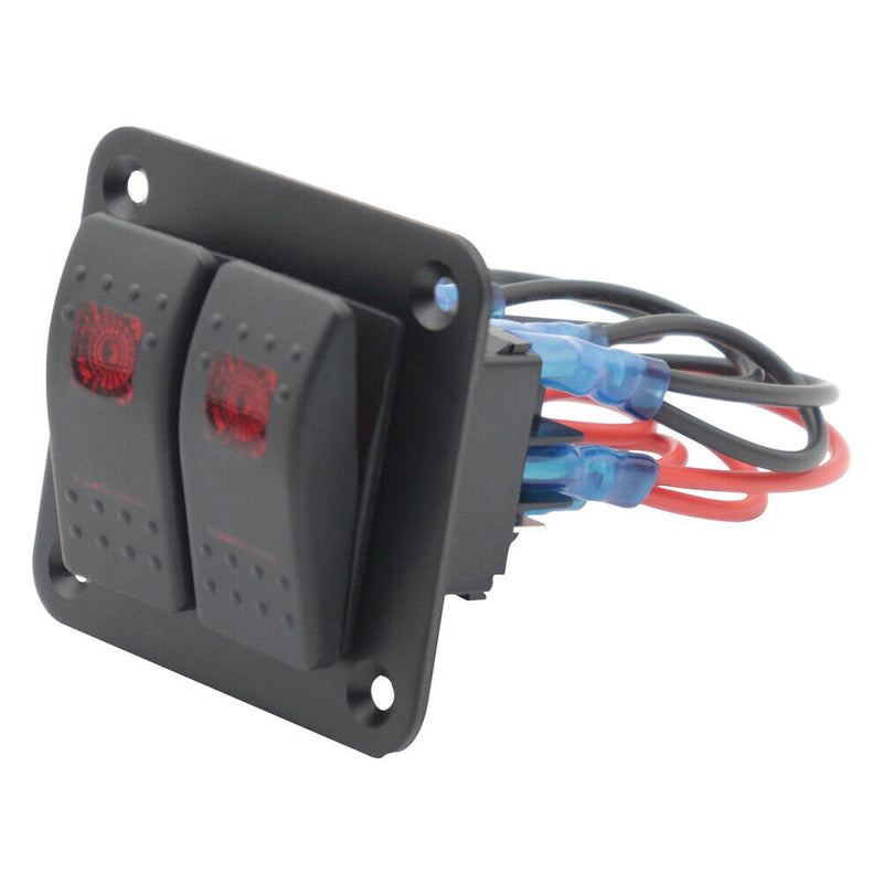 2-Speed Red LED Marine Boat Switch Panel RV Waterproof On-Off 5P Rocker Switch