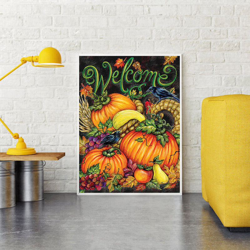 5D Diamond Painting Kit Welcome Pumpkin Full Round Drill DIY Home Decor