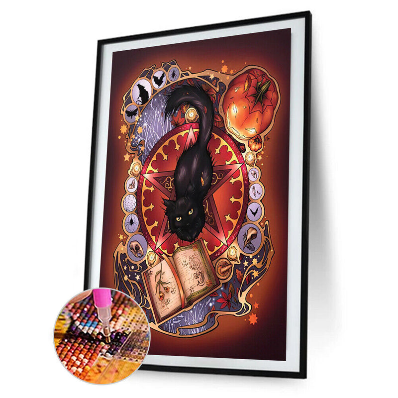 5D DIY Full Round Drill Diamond Painting Kit Halloween Pumpkin Drawing Orname