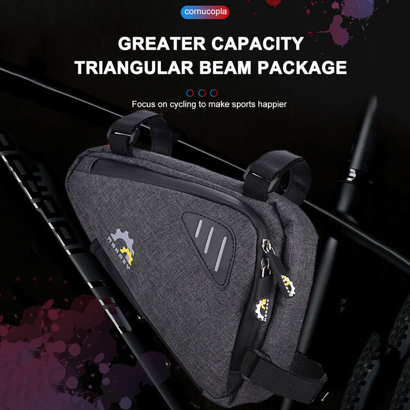 Large Capacity Bicycle Triangle Bag Mountain Bike Cycling Front Tube Pouch Newly