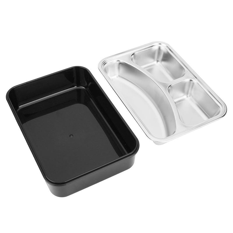 Portable Stainless Steel Bento Lunch Box Leak-Proof Food Container (Black)