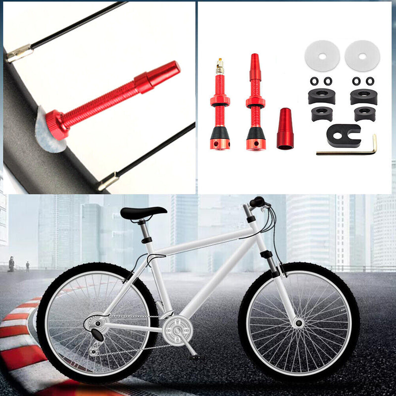 2pcs Bike Tubeless Rim Presta Valves 44/60mm Nipple CNC Machined Anodized Too