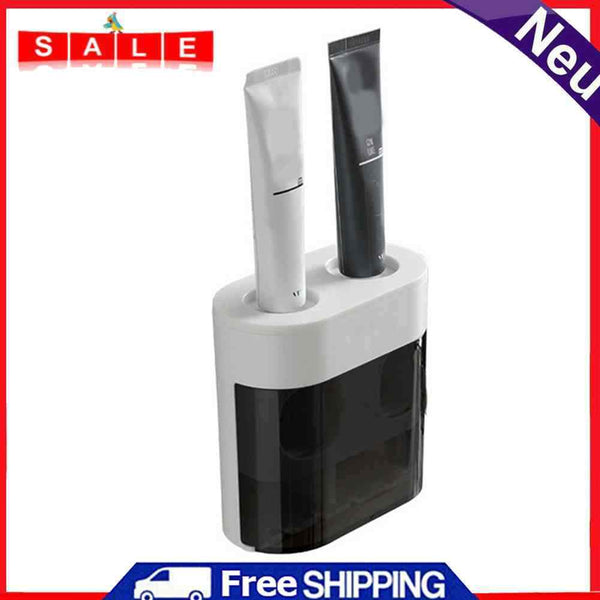 Wall Toothpaste Dispenser Squeezer Dust-proof Toothbrush Holder Storage Shelf