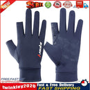 1 Pair Fishing Gloves Anti-slip 2 Fingers Cut Ice Silk Hand Protect (Blue) Newly