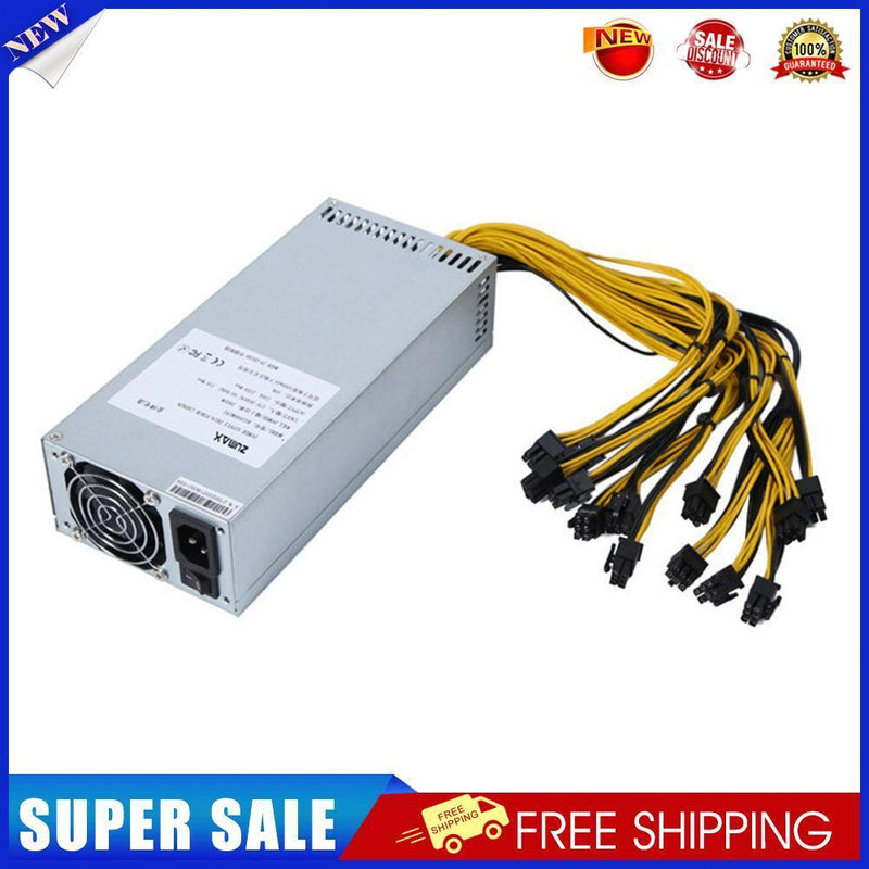 PFC Silent 2U Desktop Computer Power Supply with 6 Pin Connectors (1800W)