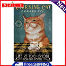 Coffee Cat Retro Metal Plate Tin Sign Poster Plate Wall Home Decor Iron Paint