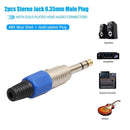 2pcs 6.35mm Male Stereo Adapter Plug Headphone Adapter Plug Terminals Audio Plug