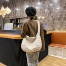 Large Capacity Shoulder Bag Solid Lattice Color Handbag Women Eiderdown Satchels