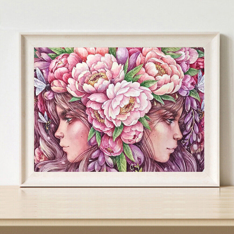 DIY Oil Paint by Numbers Girl in the Flowers Hand Painted Acrylic Picture G