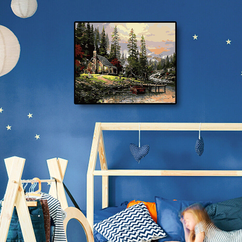 DIY Digital Oil Painting By Numbers Riverside Hat Canvas Acrylic Art 40x50cm
