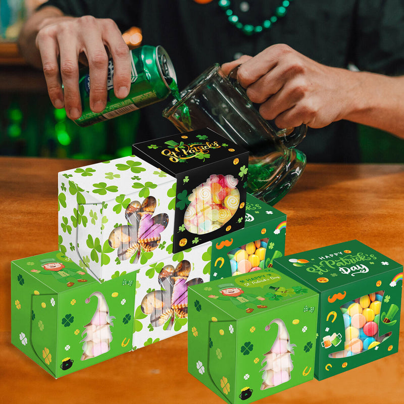 Treat Boxes 12pcs St. Patricks Day Goodie Party Favor Boxes for Pastry Dess