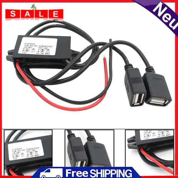 Power Inverter DC12V, 5V 3A Dual USB Buck Module Step-down Module Navigation Car