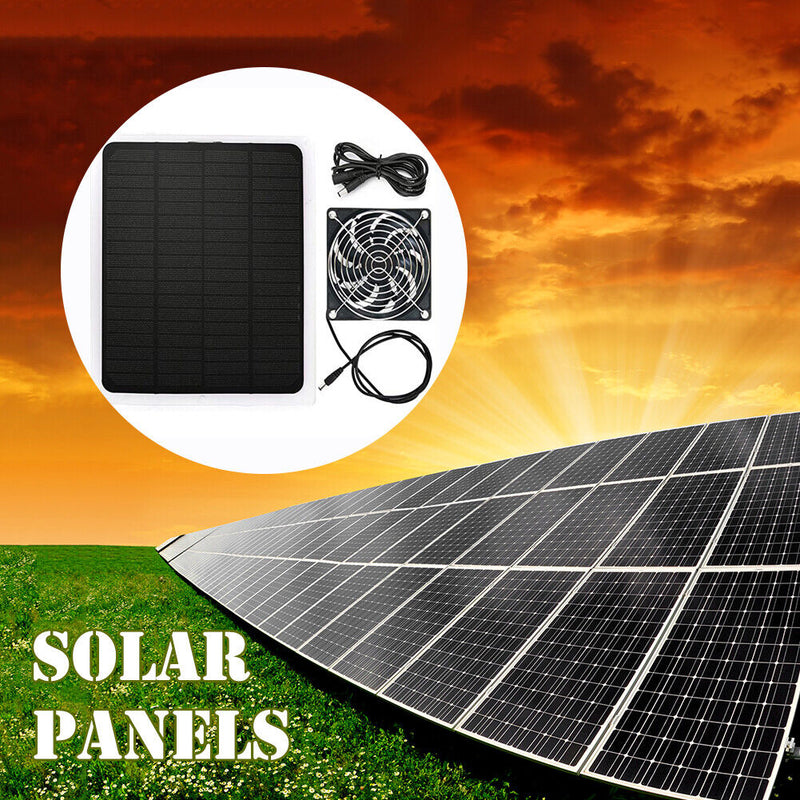 Outdoor Waterproof Solar Powered Exhaust Fan with Panel for Pet House Coop