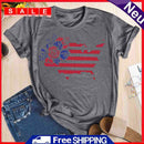 Independence Day Print Flag Tea T-Shirt (Grey XXL)