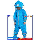 Kids Rain Suit Toddler Raincoat Unisex Baby Waterproof Coverall (Blue S)
