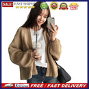 Women Casual Short Style Long-Sleeves Coat Knitted Solid Color Loose Cardigan