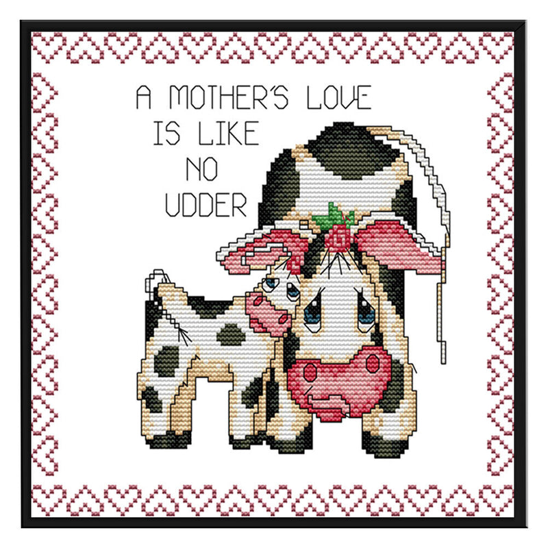 14CT Printed Partial Cross Stitch DIY Two Cows Hand Painting Bedroom Decoration