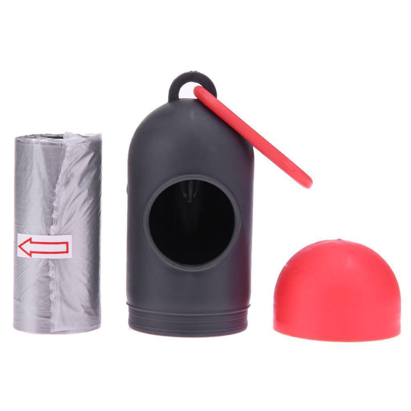 Pet Dog Garbage Clean up Bags Holder Dispenser + Poop Bags Set(Gray+Red) Newly