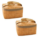 Insulated Cooler Bags Waterproof Lid and Handle Rattan Bag Wicker Picnic Basket