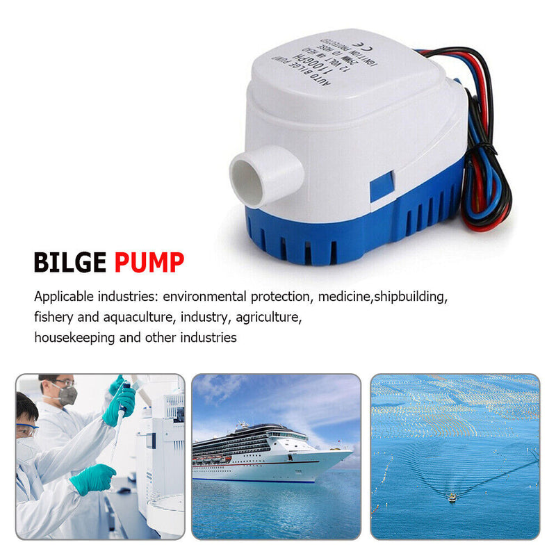 #A DC 12V 24V 1100GPH Submersible Bilge Pump for Kayak Marine Boat Garden Access