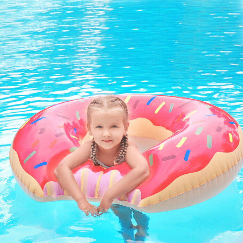 Inflatable Swimming Ring Pink Donut Design Beach Thickening Ring (80cm) Newly