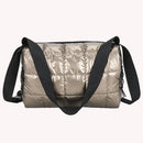 Women Solid Color Zipper Shoulder Bag Lady Cotton Padded Mini Messenger Bag
