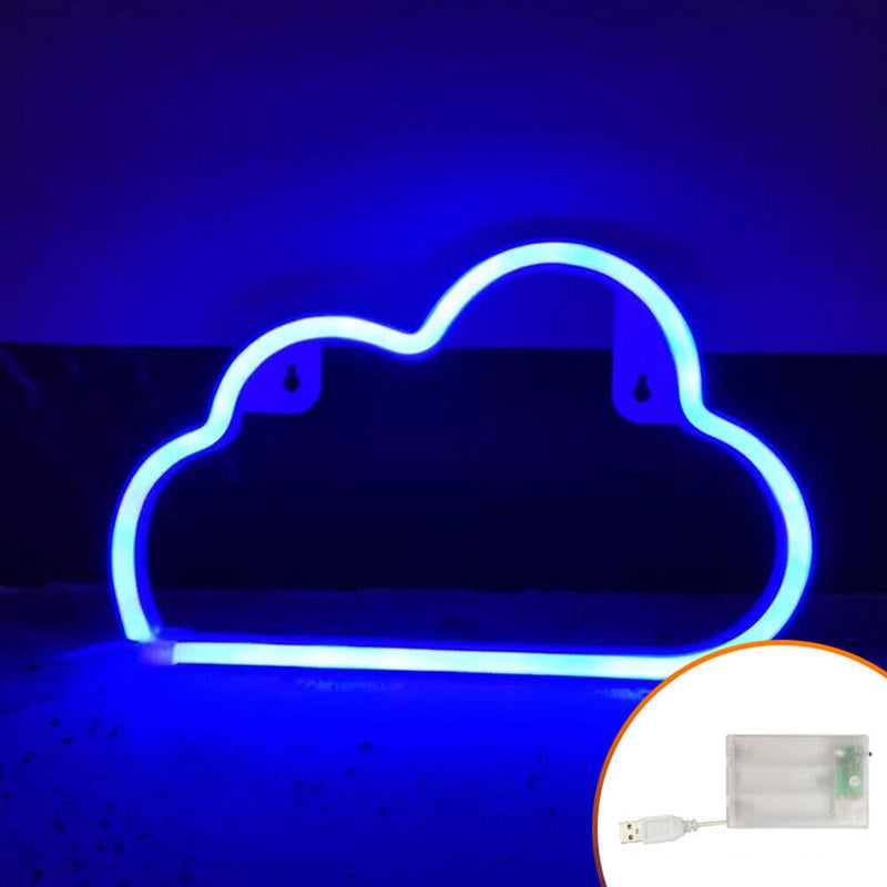 Cartoon Cloud Sign Neon Light USB Battery Operated Art Hanging Lamp (Blue) Newly