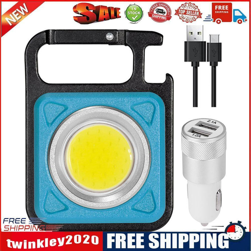 USB Keychain Mini Flashlight Pocket Outdoor Camping Working Light Corkscrew