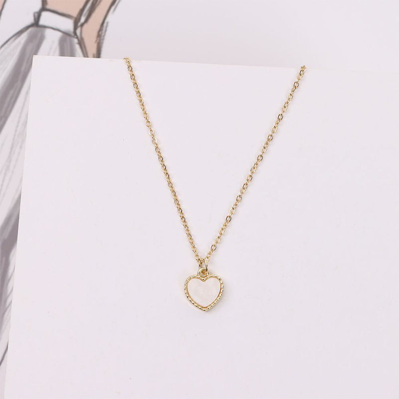Wedding Gift Women Heart Shaped Necklace Opal Pendant Clavicle Necklace Choker