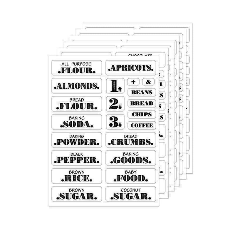 132Pcs/6 Sheets Kitchen Pantry Labels Transparent Waterproof HOT I4V9