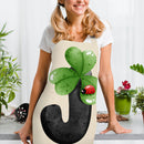 Cartoon J Print Apron Linen Waterproof Cooking Bibs Chef Pinafore (68X55CM)