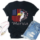 Independence Day Print Eagle Tea T-Shirt (Black M)