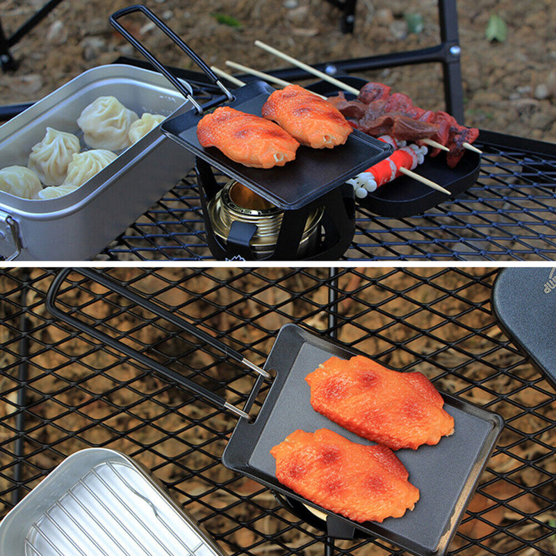Mini BBQ Grill Pan for Camping Outdoor Picnic Cookware Nonstick Grill Baking Pan