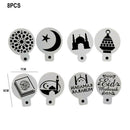 8pcs Eid Mubarak Coffee Spray Stencils Cookie Pastry Cakes Molds Festival Partys