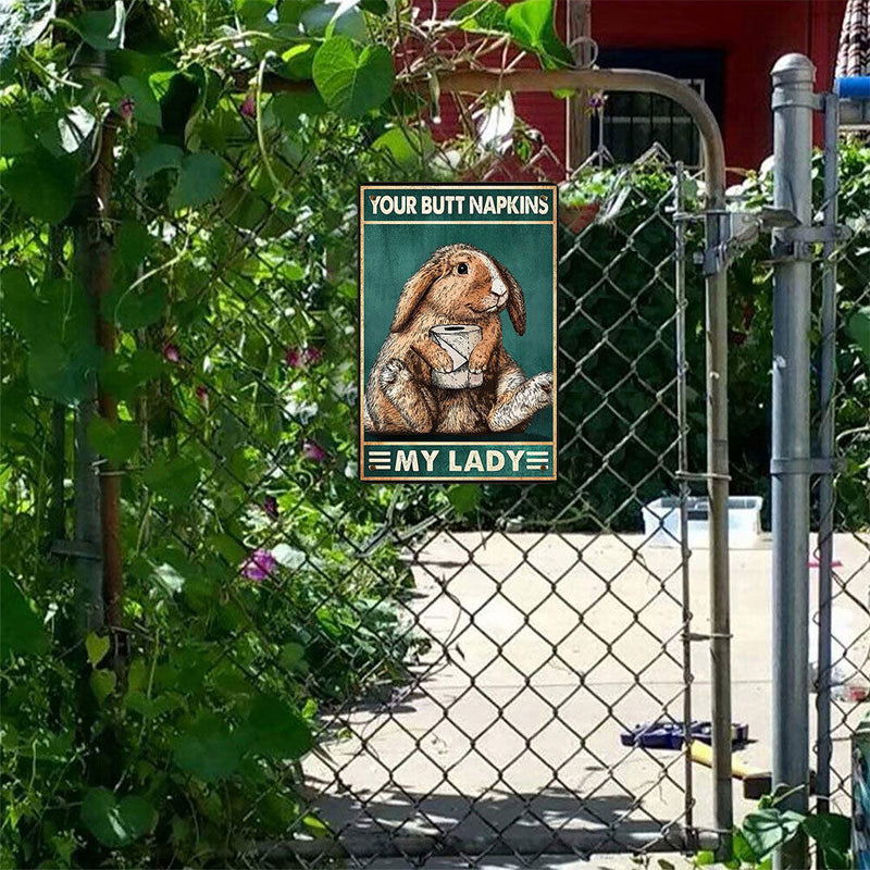 Napkin Rabbit Retro Metal Plate Tin Sign Plaque Poster for Bar Club Cafe