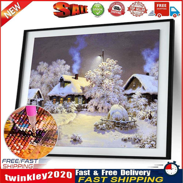 DIY 5D Diamond Snow House Painting Embroidery Home Decor Craft A Newly