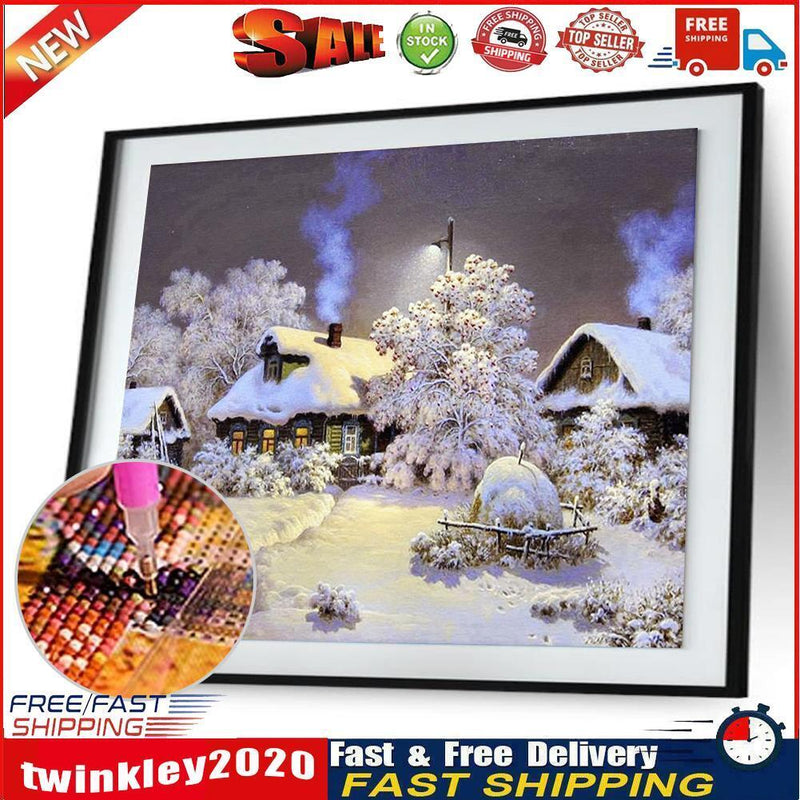DIY 5D Diamond Snow House Painting Embroidery Home Decor Craft A Newly