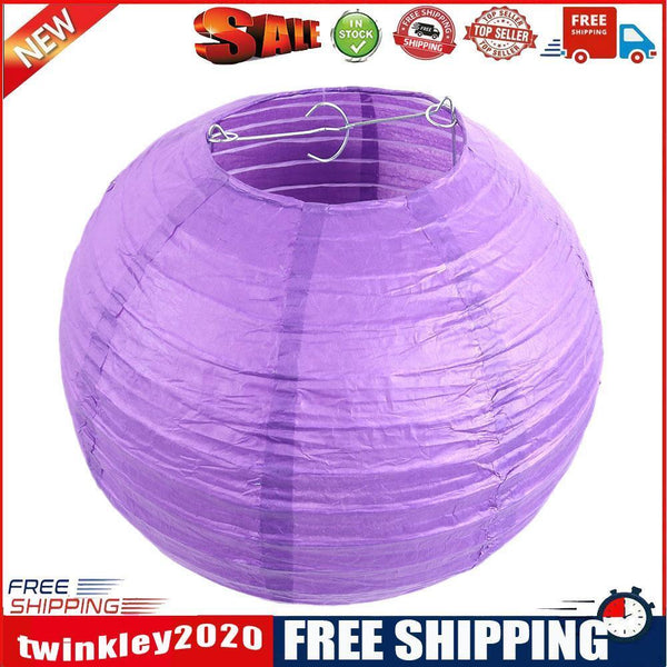 4 inch Round Chinese Paper Lantern DIY Paper Ball Lamp Party Decor (Purple)