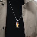 Men Crystal Glass Leaves Tree Pendant Necklace Rainbow Stone Amethyst Pendant