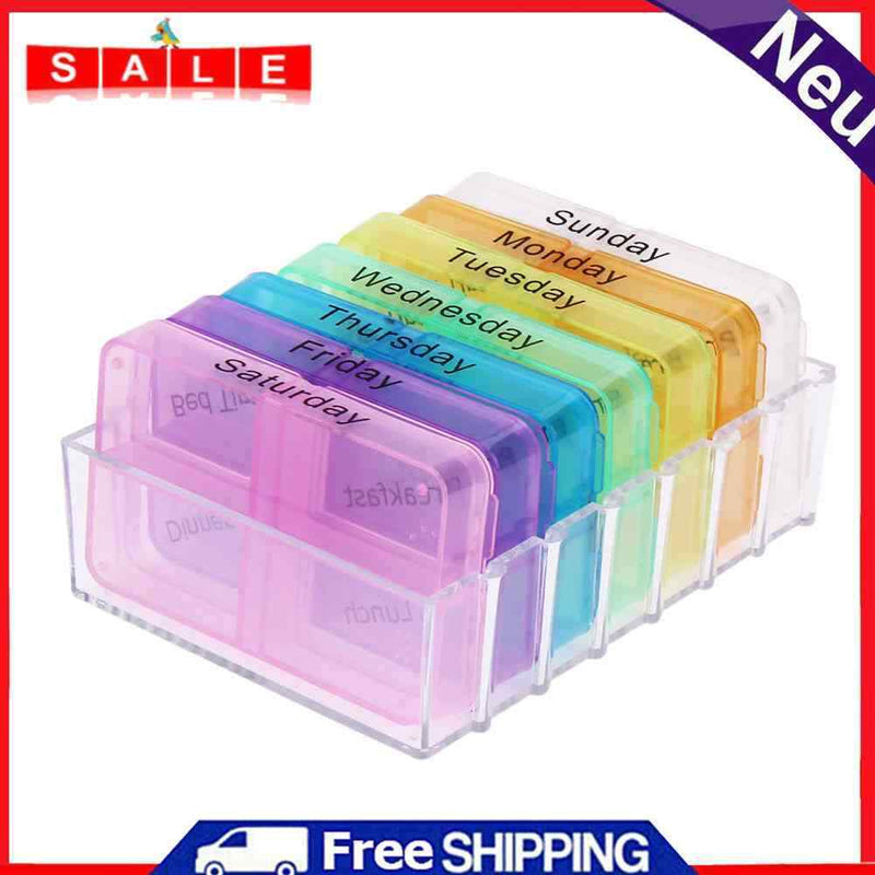 28 Cells Weekly Medicine Health Storage Pill Box with Printed Braille