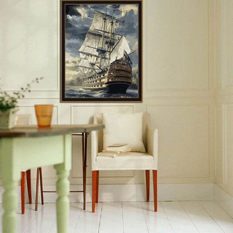 30x40cm Sailboat DIY Paint By Numbers Oil Painting Kit Canvas