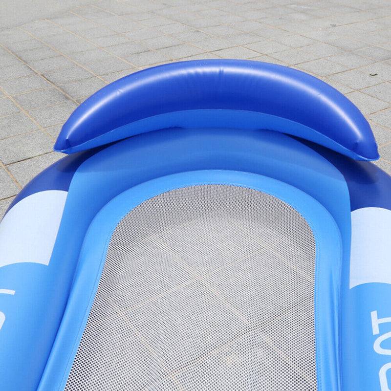 Foldable Inflatable Back Floating Row Sunshade Swimming Pool Lounger (Blue)
