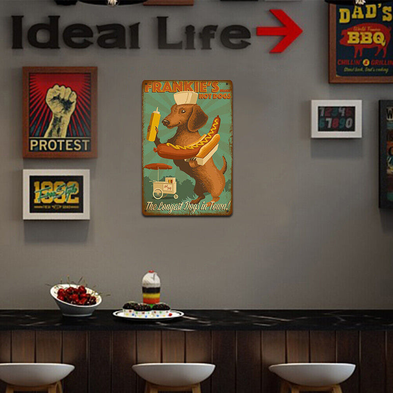 Wall Mounted Puppy Metal Signs Retro Pub Bar Door Hanging Rectangle Iron Sheet