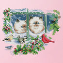 4 Seasons Kitties 2-Strand 14CT Pre Printed Fabric Cross Stitch Kit Home Deco