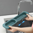 Telescopic Sink Shelf Soap Sponge Holder Drainer Storage Basket (Green) Newly