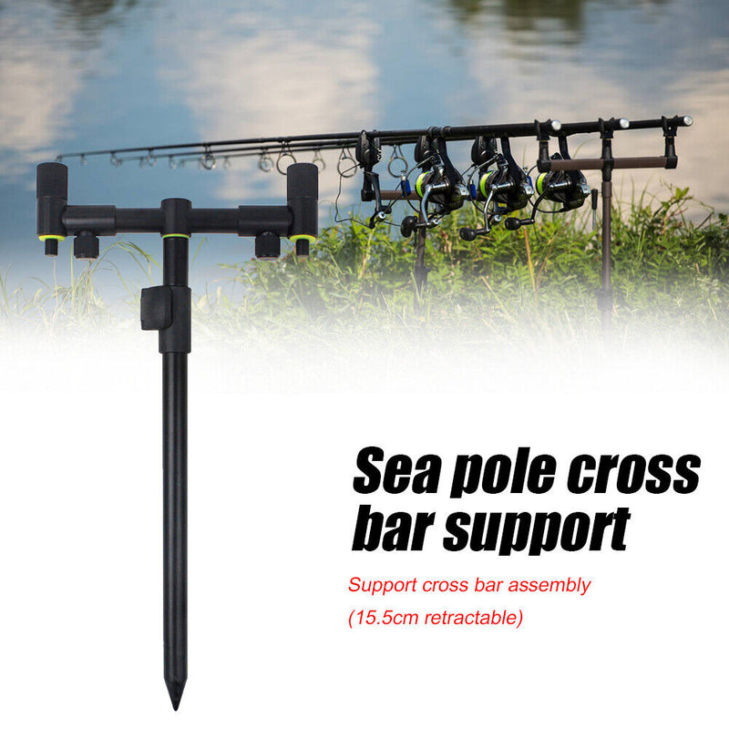 Adjustable Carp Fishing Rod Holder Ground Pole Stand w/Bite Alarm Indicator